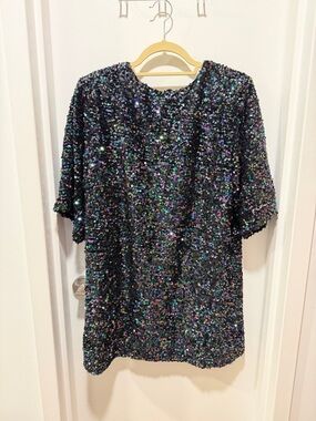 Showpo Black Iridescent Sequin Mini Dress